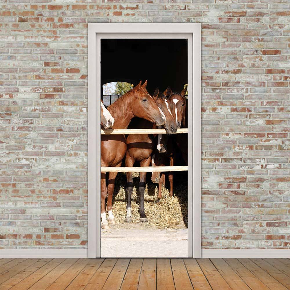 3D-Creative-Horse-Door-Wall-Sticker-Decals-Self-Adhesive-Mural-Home-Art-Decor-1645222-2