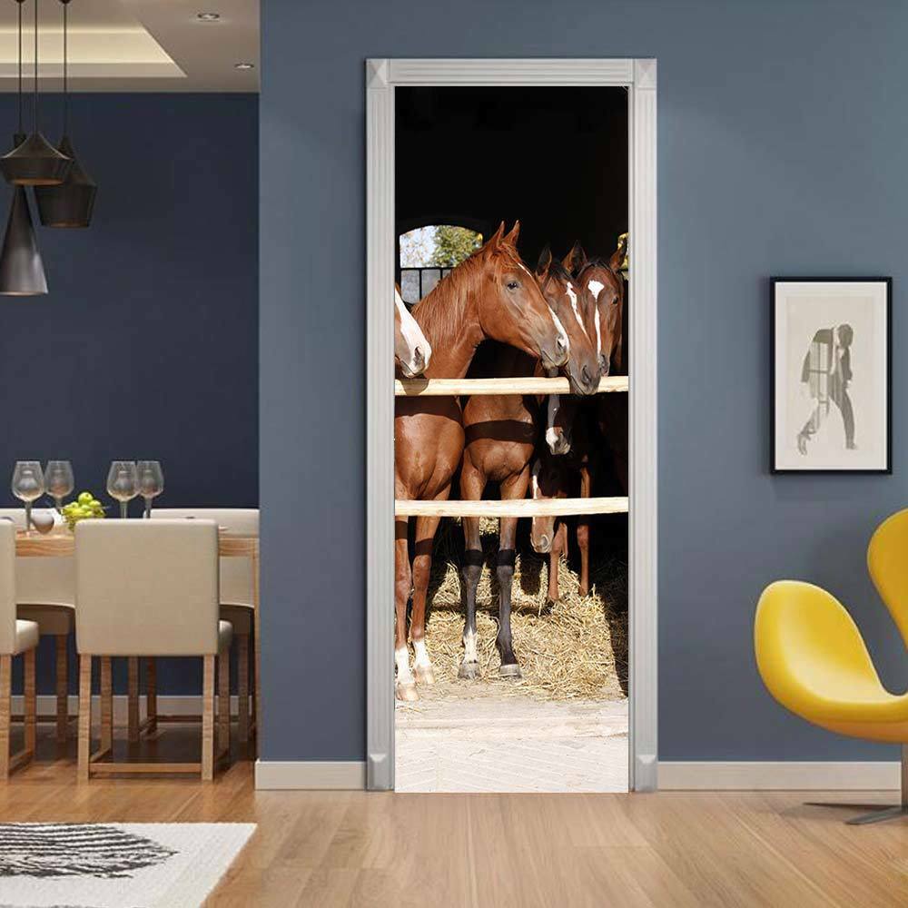 3D-Creative-Horse-Door-Wall-Sticker-Decals-Self-Adhesive-Mural-Home-Art-Decor-1645222-3
