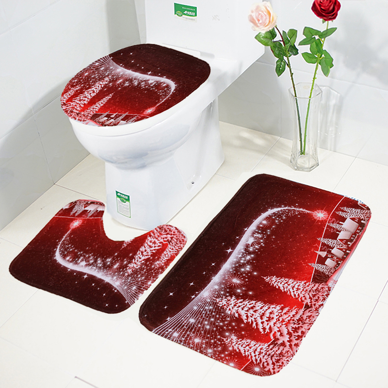 3PCS-Set-Merry-Christmas-Toilet-Seat-Covers-Non-Slip-Snowman-Bathroom-Sets-Pedestal-Rug-1393667-5