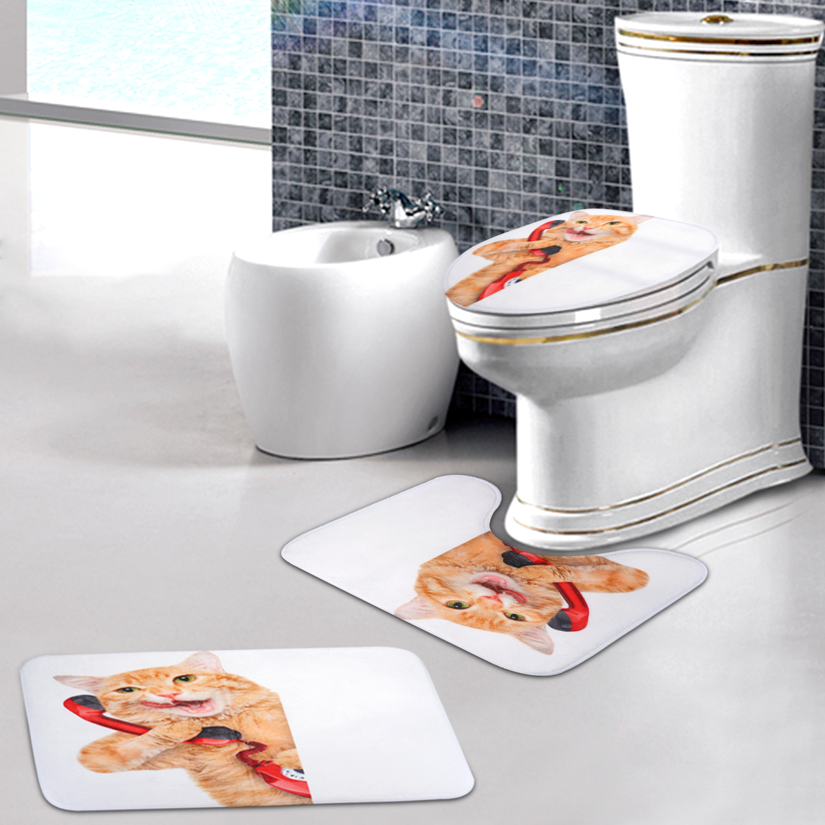 3PCS-Toilet-Seat-Covers-Funny-Cat-Bathroom-Soft-Pedestal-Rugs-Lid-Toilet-Covers-Bath-Mats-Carpets-1411649-2