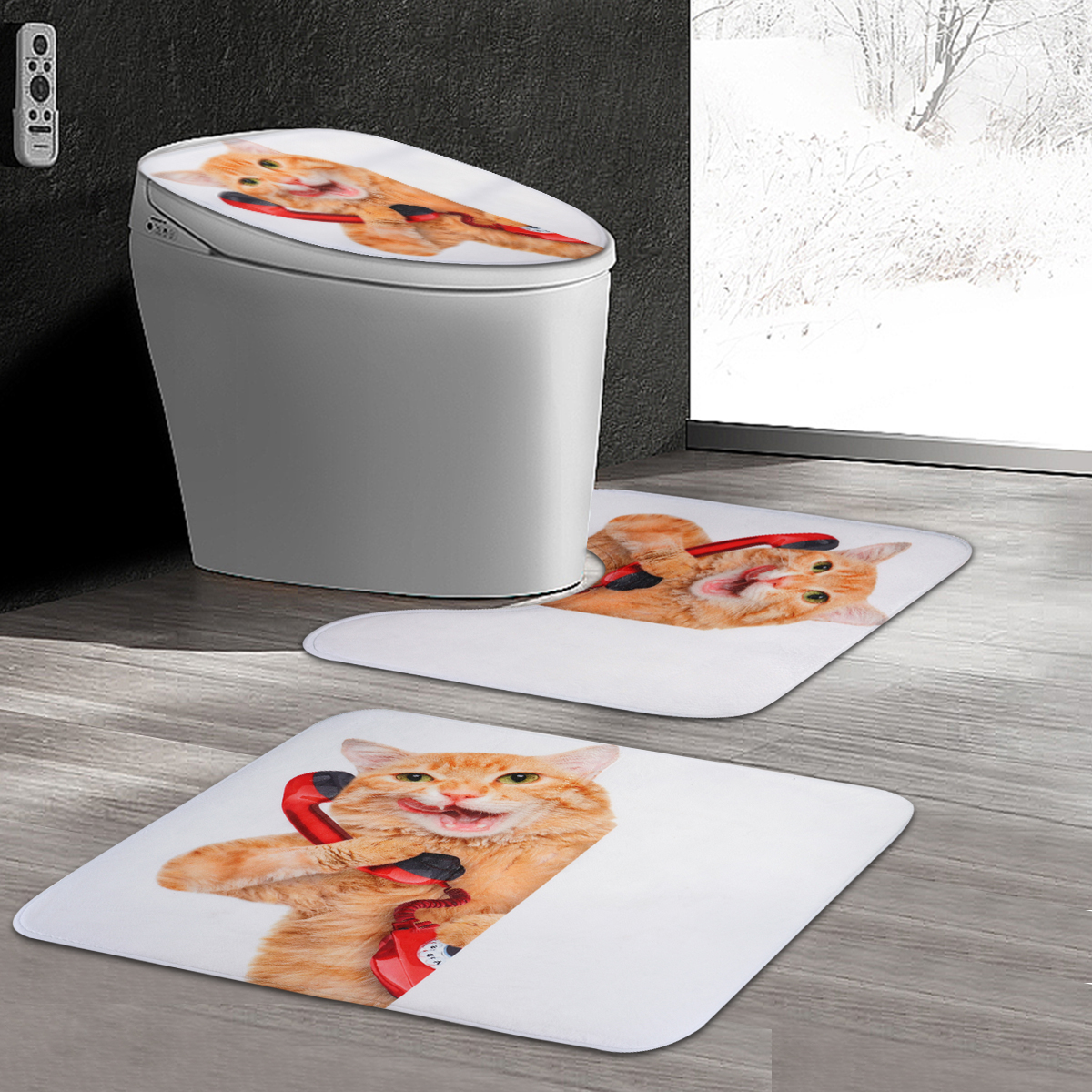 3PCS-Toilet-Seat-Covers-Funny-Cat-Bathroom-Soft-Pedestal-Rugs-Lid-Toilet-Covers-Bath-Mats-Carpets-1411649-3