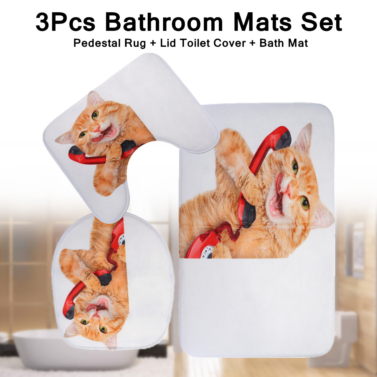 3PCS-Toilet-Seat-Covers-Funny-Cat-Bathroom-Soft-Pedestal-Rugs-Lid-Toilet-Covers-Bath-Mats-Carpets-1411649-4