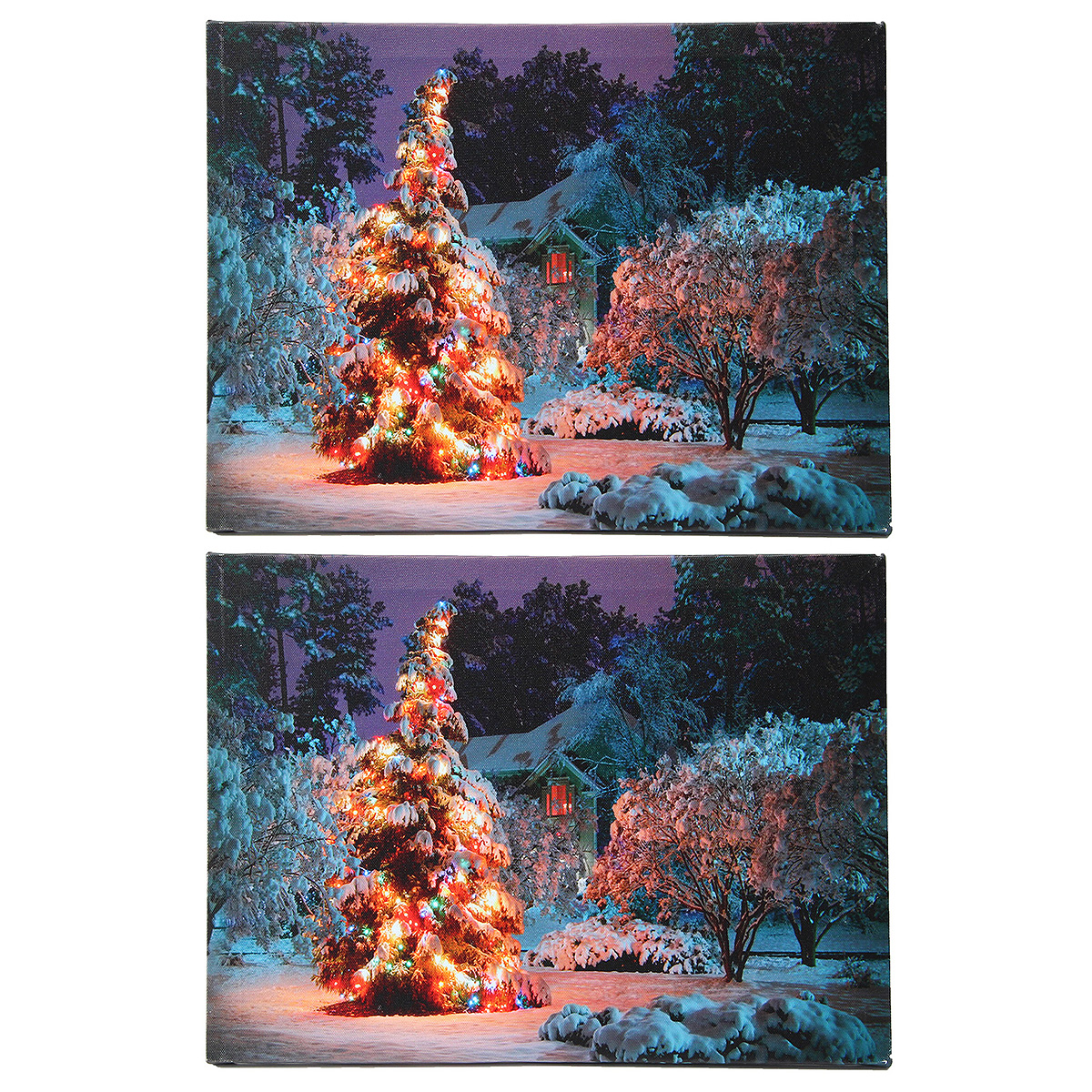 40-x-30cm-Battery-Operated-LED-Christmas-Snowy-House-Front-Tree-Xmas-Canvas-Print-Wall-Art-1109338-1