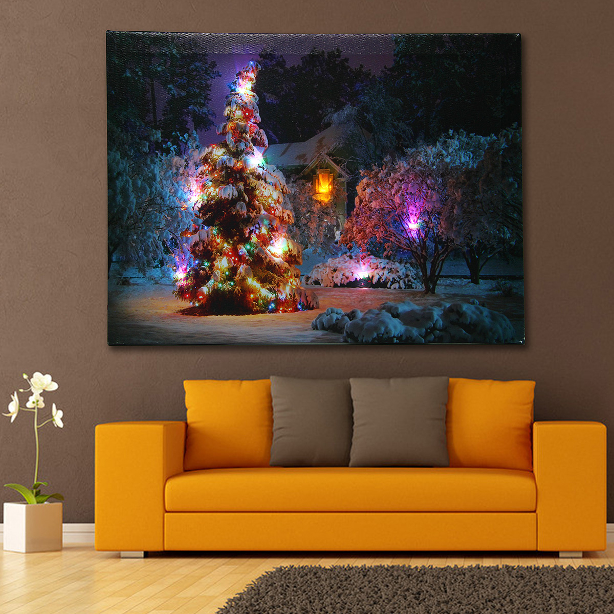 40-x-30cm-Battery-Operated-LED-Christmas-Snowy-House-Front-Tree-Xmas-Canvas-Print-Wall-Art-1109338-3