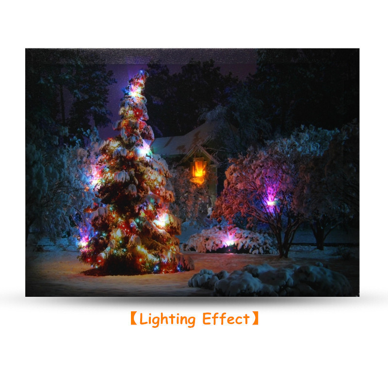 40-x-30cm-Battery-Operated-LED-Christmas-Snowy-House-Front-Tree-Xmas-Canvas-Print-Wall-Art-1109338-5