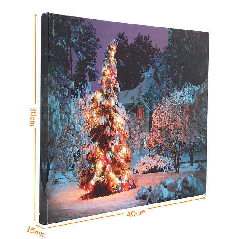 40-x-30cm-Battery-Operated-LED-Christmas-Snowy-House-Front-Tree-Xmas-Canvas-Print-Wall-Art-1109338-7