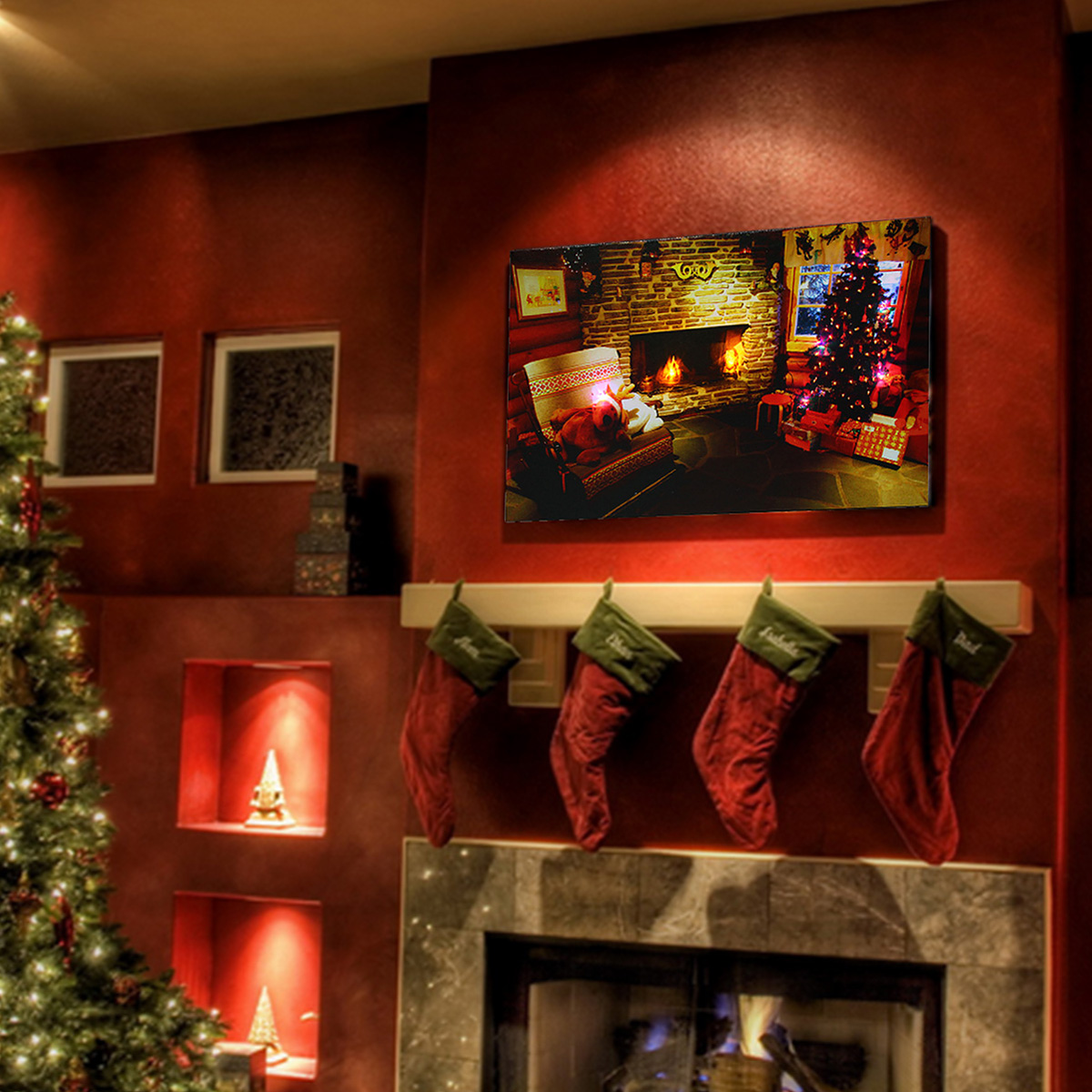 40-x-30cm-Operated-LED-Home-Christmas-Decor-Tree-Xmas-Canvas-Print-Wall-Art-1107244-3