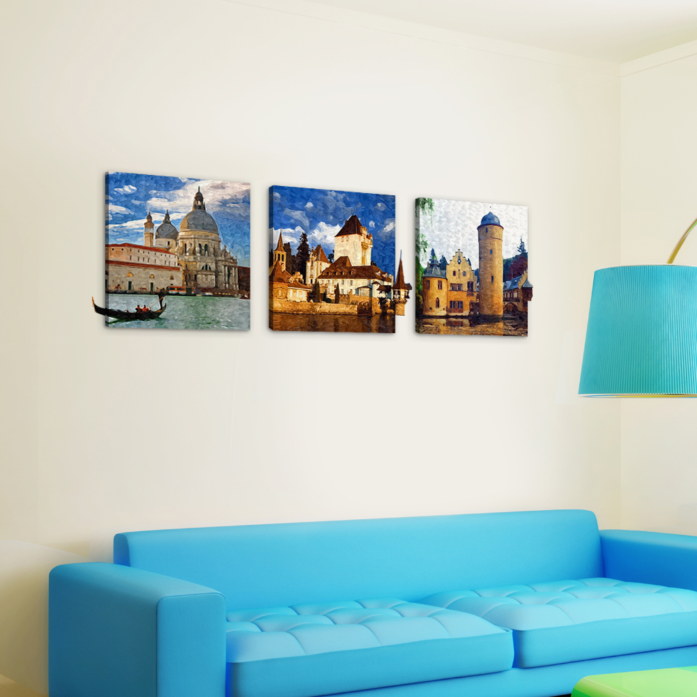 50x50cm-3Pcs-Combination-PAG-DIY-Frameless-Painting-3D-Scene-Sticker-Oil-Paintings-Landscape-Castle--1015193-1