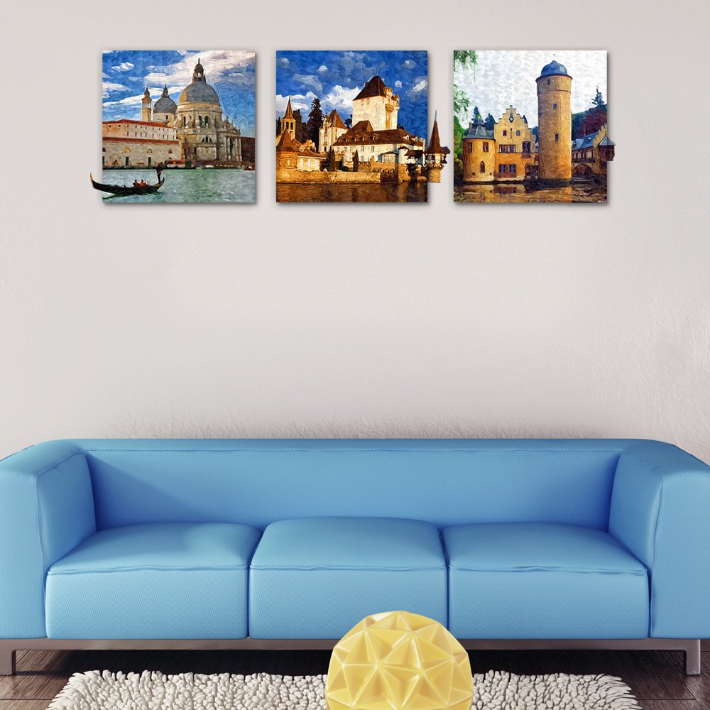 50x50cm-3Pcs-Combination-PAG-DIY-Frameless-Painting-3D-Scene-Sticker-Oil-Paintings-Landscape-Castle--1015193-2