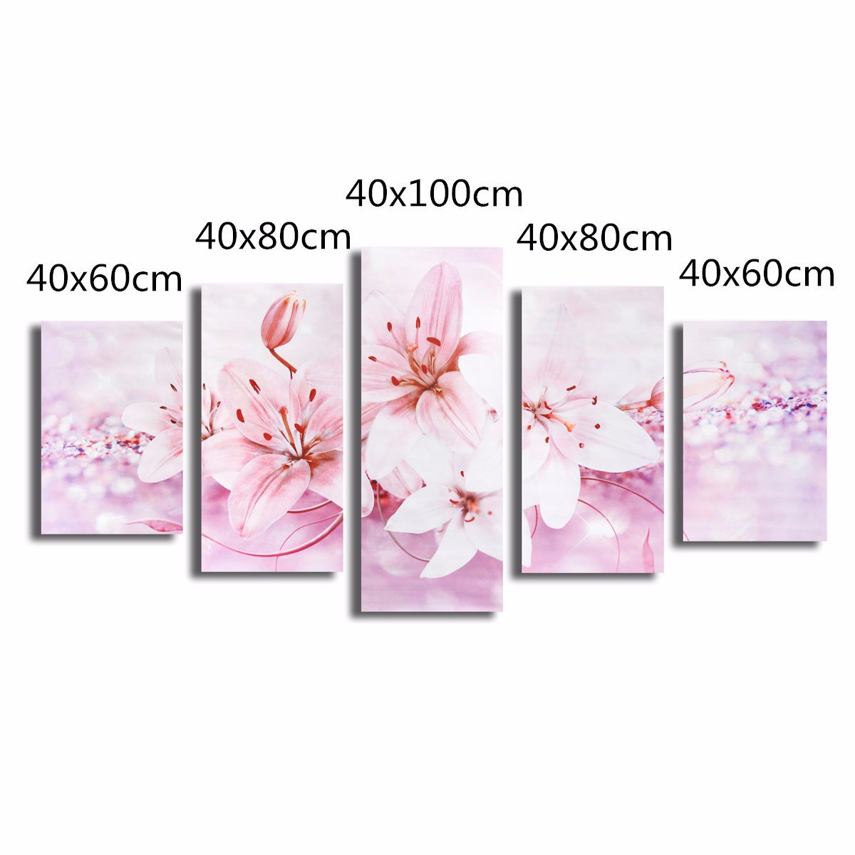 5PCS-Frameless-Canvas-Paintings-Lilies-Art-Paint-for-Home-Wall-Decoration-1080757-1