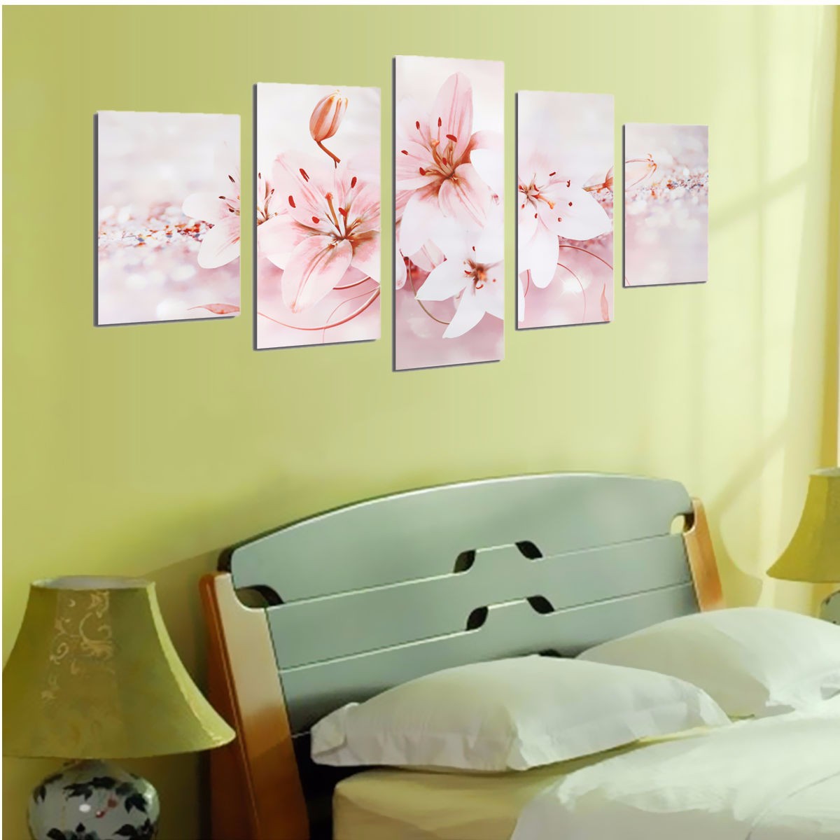 5PCS-Frameless-Canvas-Paintings-Lilies-Art-Paint-for-Home-Wall-Decoration-1080757-8
