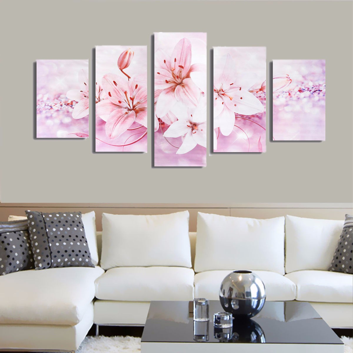 5PCS-Frameless-Canvas-Paintings-Lilies-Art-Paint-for-Home-Wall-Decoration-1080757-9