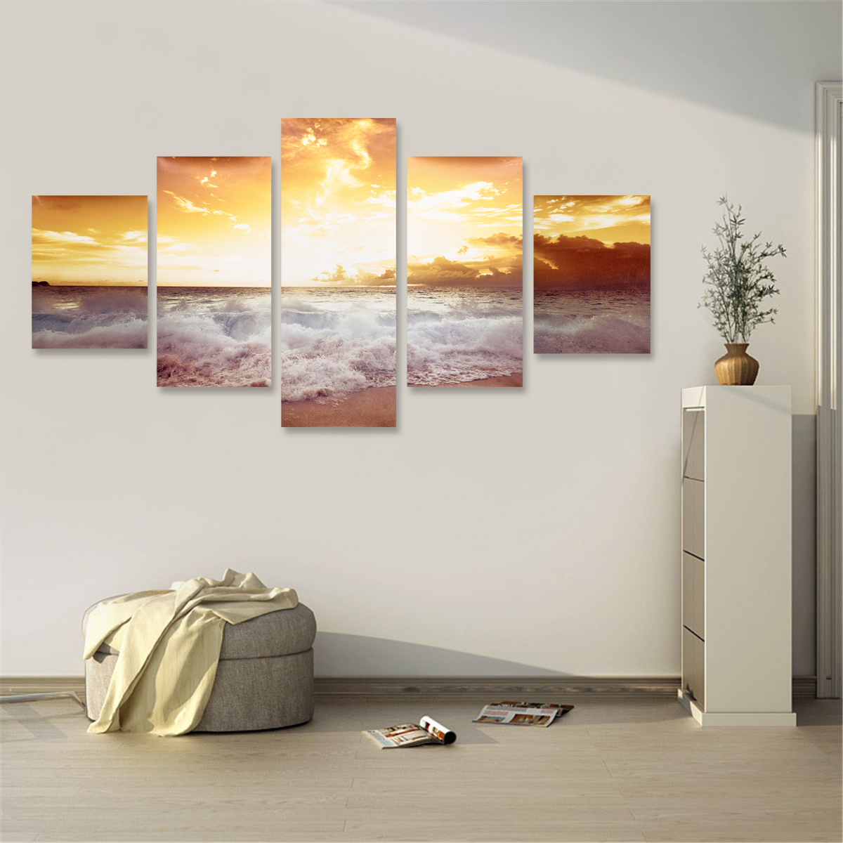 5Pcs-Frameless-Modern-Oil-Paintings-Landscape-Art-Canvas-Picture-Home-Wall-Decor-1640632-1