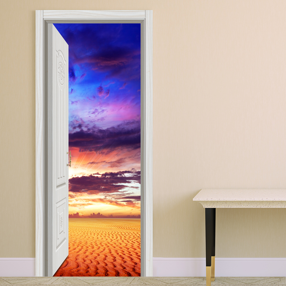 88X200CM-PAG-Imitative-Door-3D-Wall-Sticker-Ocean-Desert-Eiffel-Tower-Ajar-Door-Home-Wall-Decor-Gift-1120123-4