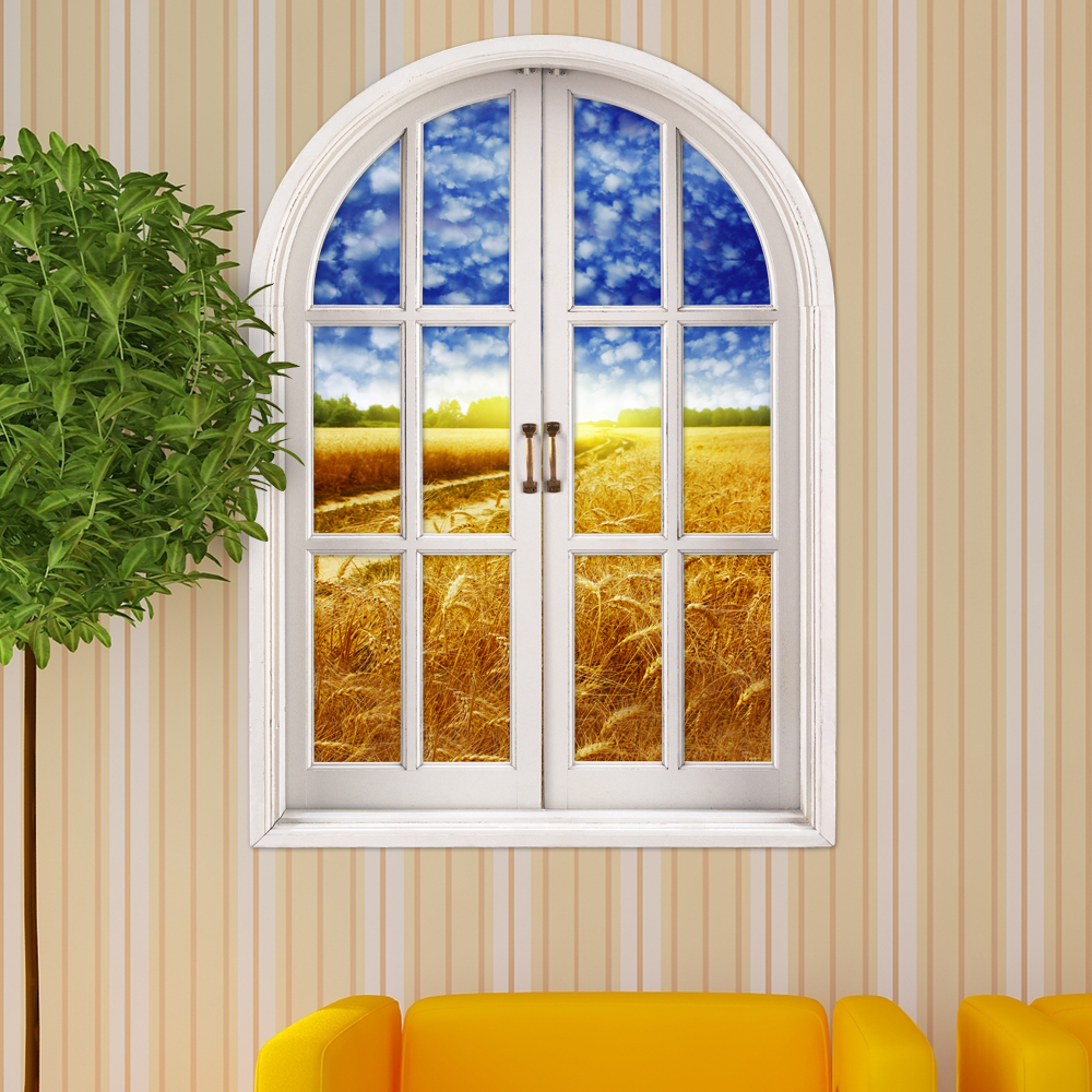 Cornfield-View-PAG-3D-Artificial-Window-3D-Wall-Decals-Room-Stickers-Home-Wall-Decor-Gift-1022744-1