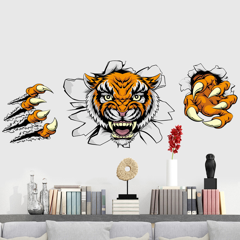 Creative-Company-Office-Decorations-Wall-Stickers-Domineering-3D-Tiger-Broken-Wall-30-90CM-1190302-2