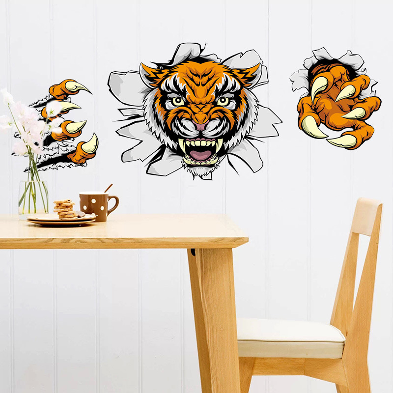 Creative-Company-Office-Decorations-Wall-Stickers-Domineering-3D-Tiger-Broken-Wall-30-90CM-1190302-3