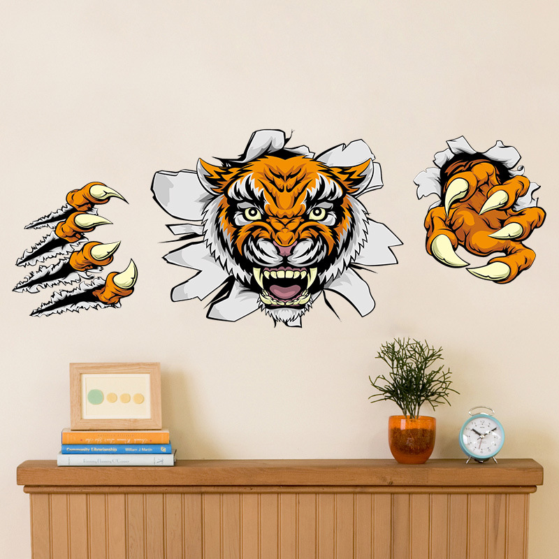 Creative-Company-Office-Decorations-Wall-Stickers-Domineering-3D-Tiger-Broken-Wall-30-90CM-1190302-4