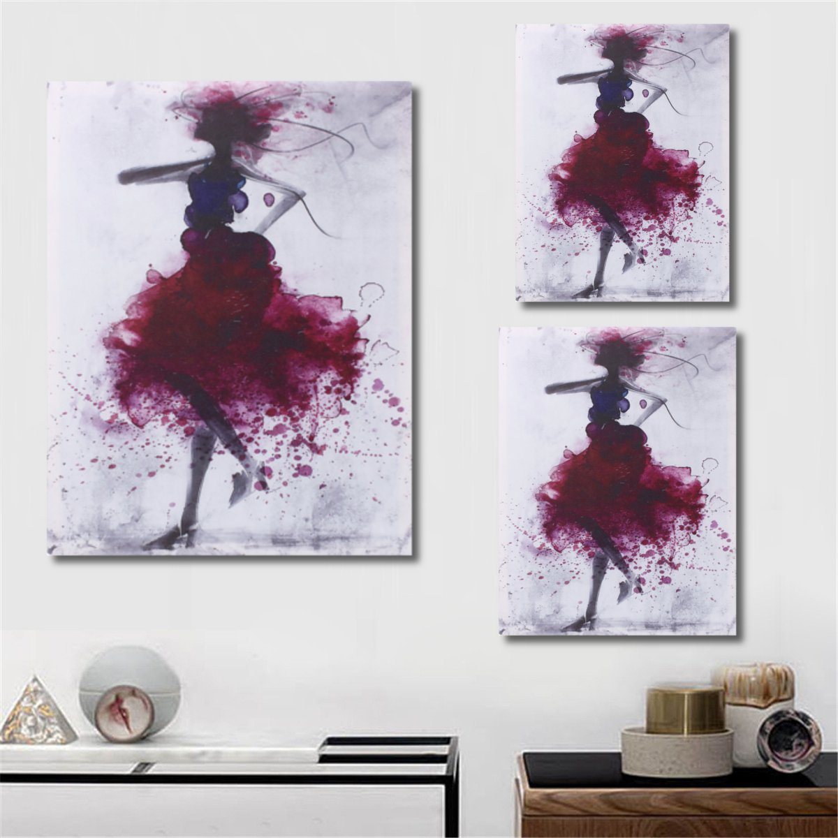 Fashion-Red-Girl-Minimalist-Abstract-Art-Canvas-Oil-Print-Paintings-FramedUnframed-1233629-2