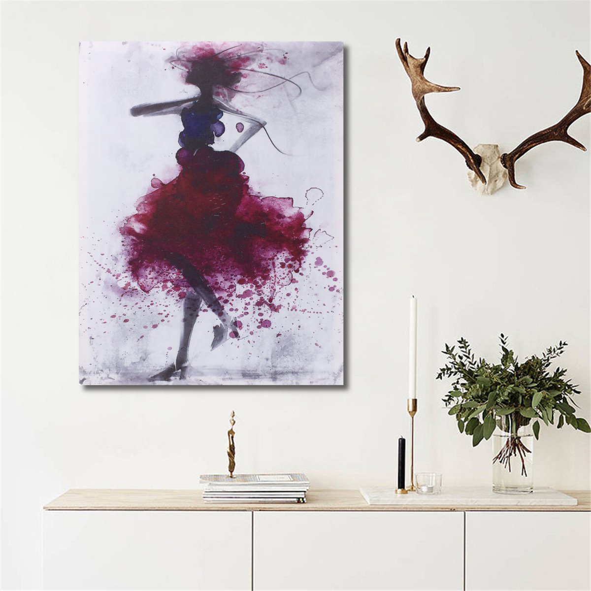 Fashion-Red-Girl-Minimalist-Abstract-Art-Canvas-Oil-Print-Paintings-FramedUnframed-1233629-3