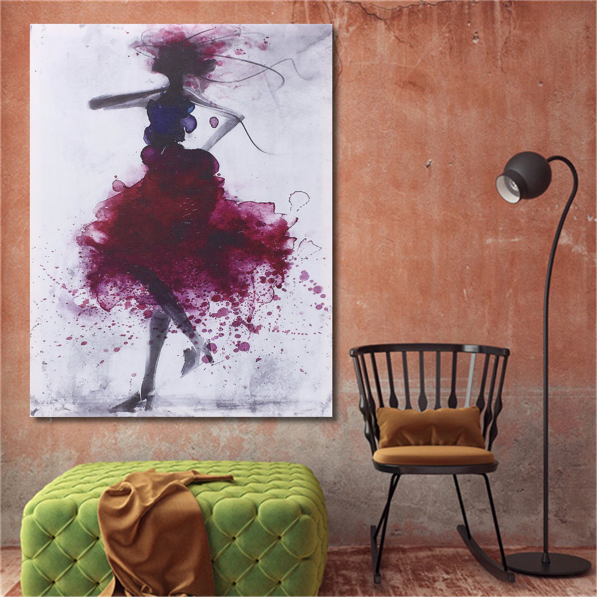 Fashion-Red-Girl-Minimalist-Abstract-Art-Canvas-Oil-Print-Paintings-FramedUnframed-1233629-4