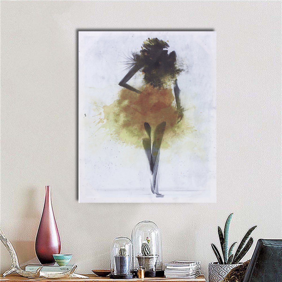 Fashion-Yellow-Girl-Minimalist-Abstract-Art-Canvas-Oil-Print-Paintings-FramedUnframed-1234153-3