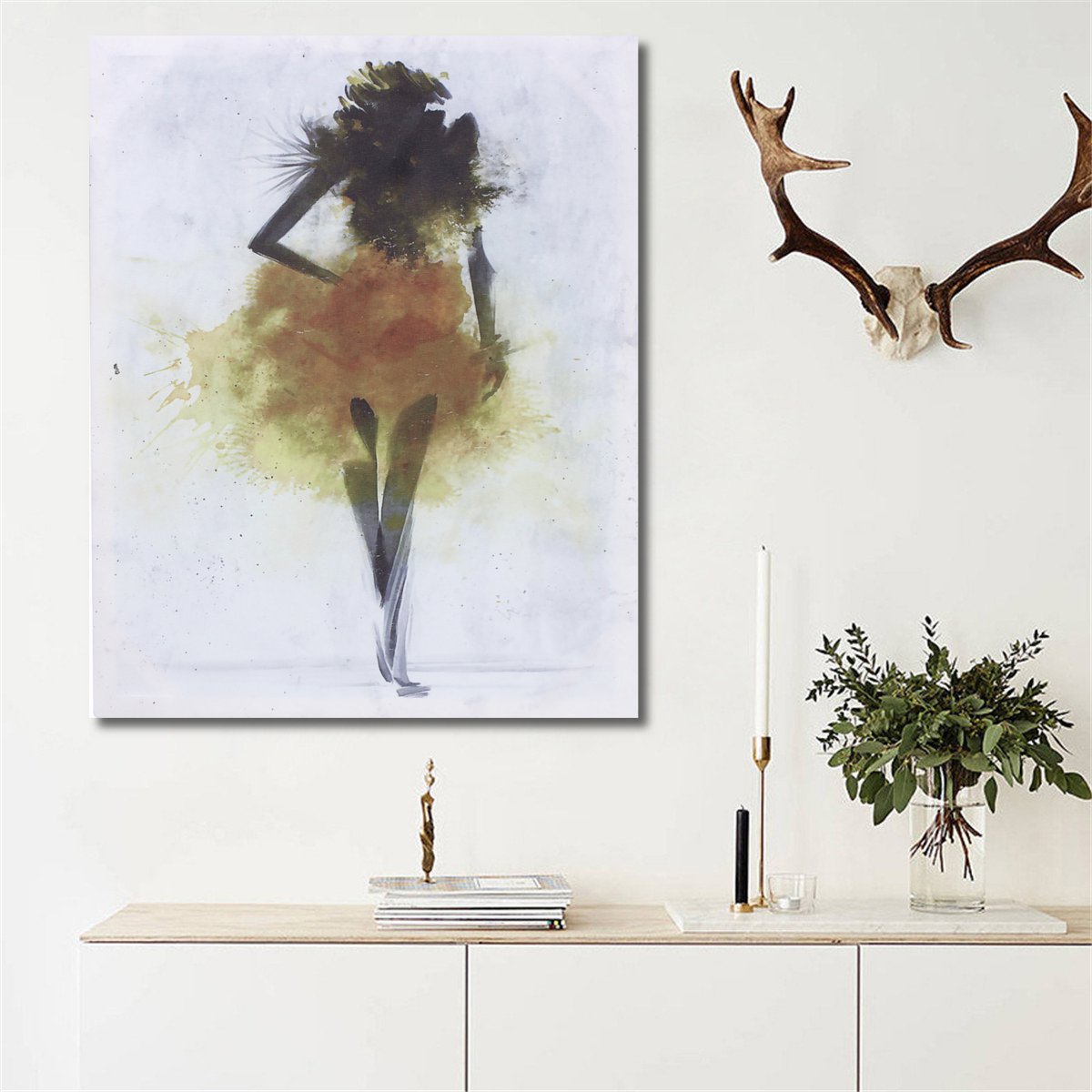 Fashion-Yellow-Girl-Minimalist-Abstract-Art-Canvas-Oil-Print-Paintings-FramedUnframed-1234153-5
