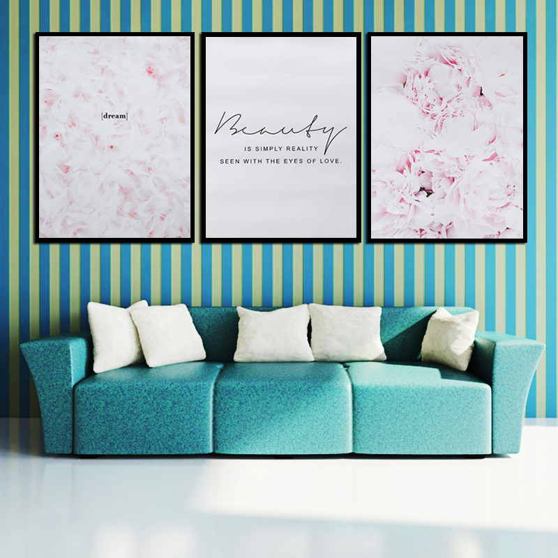 Feather-Flower-Pink-Canvas-Nordic-Poster-Floral-Prints-Wall-Art-Painting-Decor-1636999-2