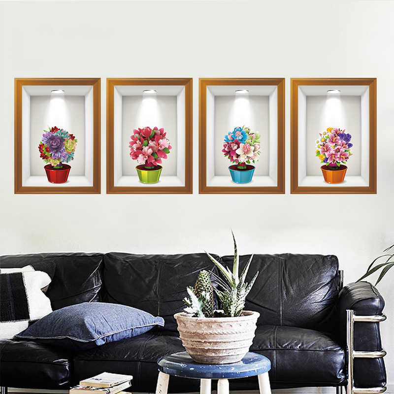 Flowers-3d-Frame-Creative-Wall-Stickers--Background-European-Three---Dimensional--Wall-Stickers-1185733-1