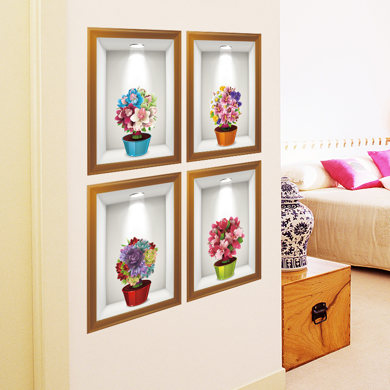 Flowers-3d-Frame-Creative-Wall-Stickers--Background-European-Three---Dimensional--Wall-Stickers-1185733-3