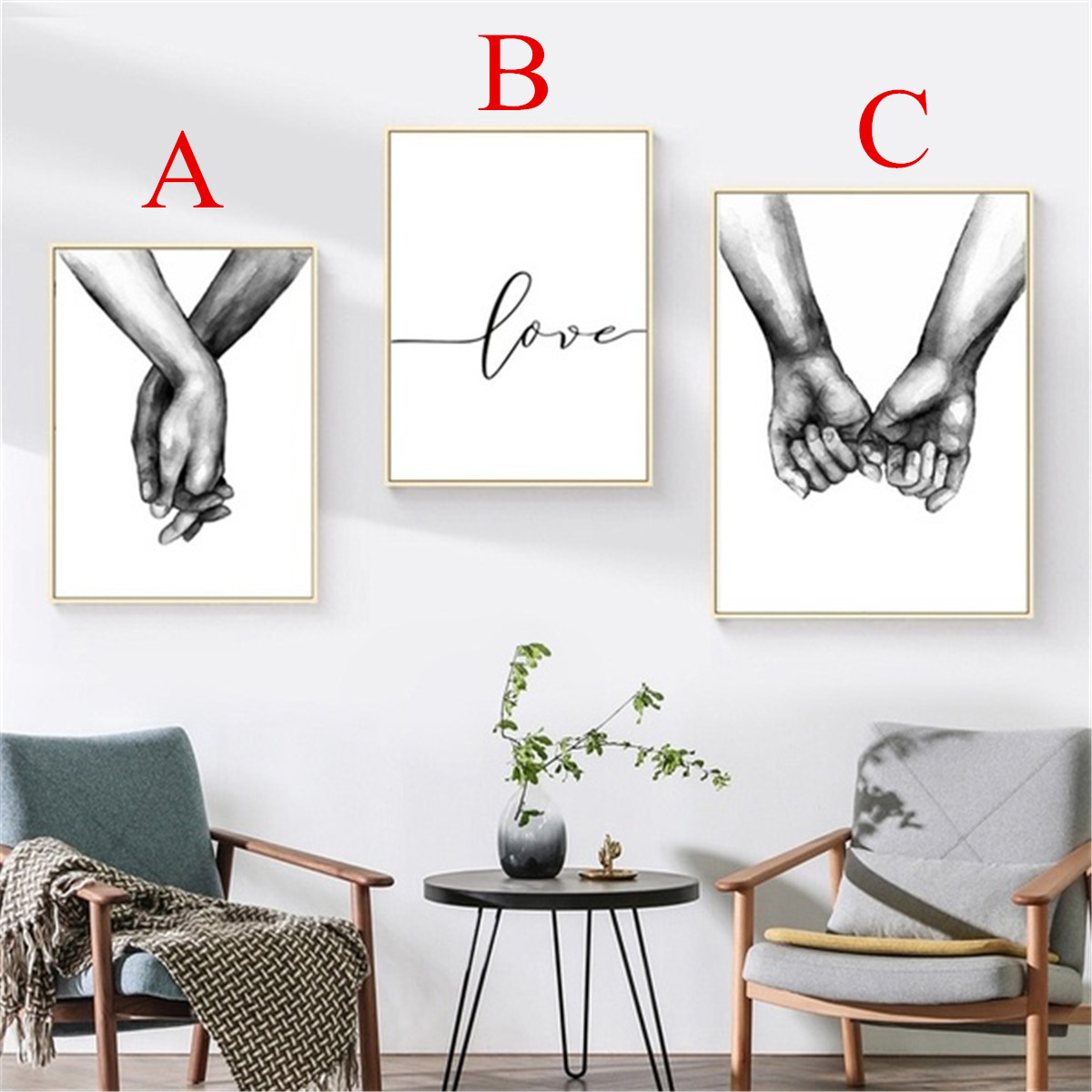 Holding-Hand-Black-And-White-Picture-Cambric-Prints-Painting-Love-Wall-Sticker-Home-Decor-1595537-3