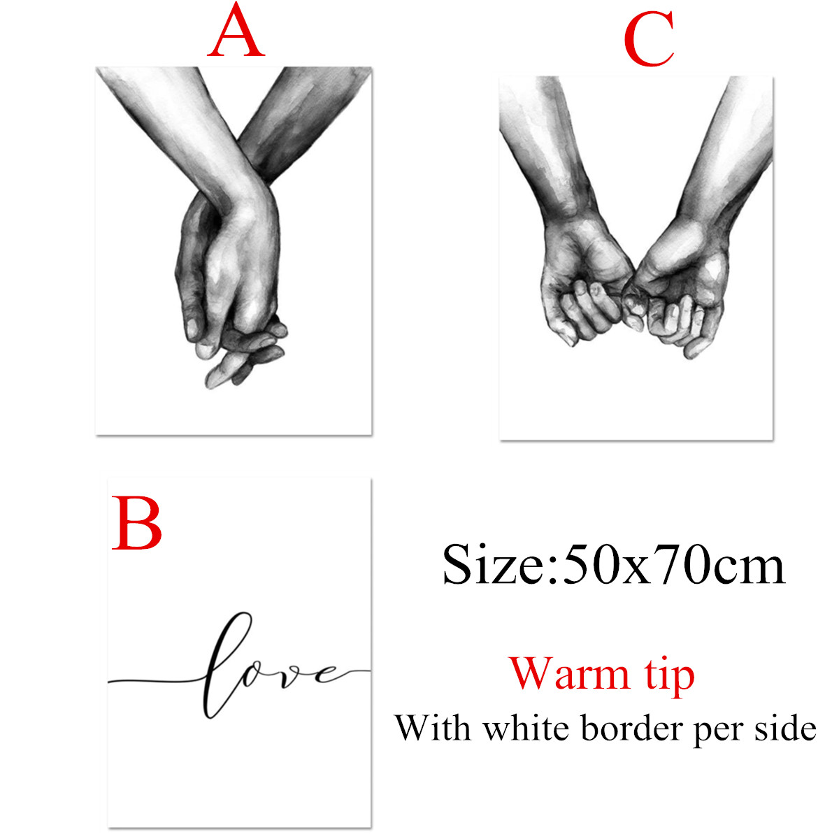 Holding-Hand-Black-And-White-Picture-Cambric-Prints-Painting-Love-Wall-Sticker-Home-Decor-1595537-6