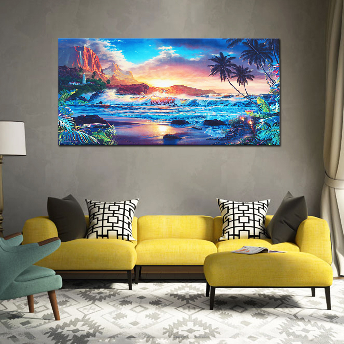 Home-Decor-Canvas-Print-Paintings-Wall-Art-Modern-Sunset-Scenery-Beach-Tree-Gift-1407598-3
