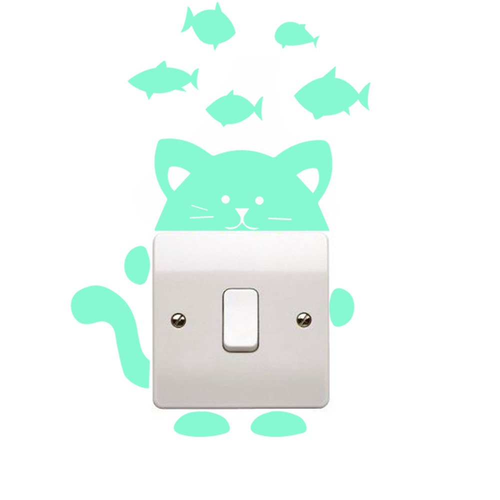 Honana-DX-139-Fluorescent-Glow-Cat-Thinking-Fish-Switch-Wall-Sticker-Home-Bedroom-Decor-1136778-2