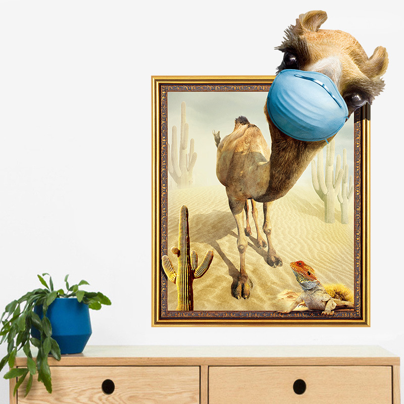 Miico-Creative-3D-Desert-Camel-Frame-PVC-Removable-Home-Room-Decorative-Wall-Door-Decor-Sticker-1300672-1