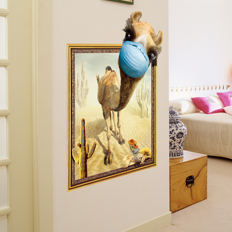 Miico-Creative-3D-Desert-Camel-Frame-PVC-Removable-Home-Room-Decorative-Wall-Door-Decor-Sticker-1300672-5