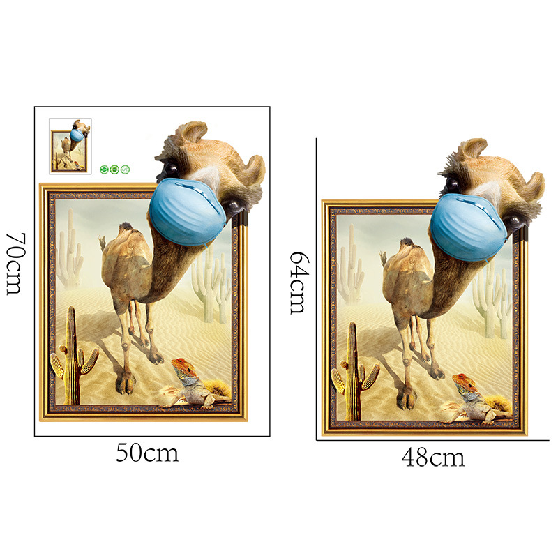 Miico-Creative-3D-Desert-Camel-Frame-PVC-Removable-Home-Room-Decorative-Wall-Door-Decor-Sticker-1300672-6