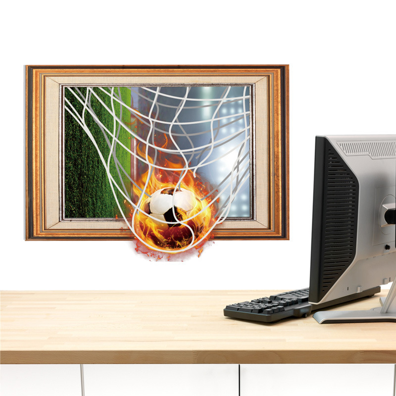 Miico-Creative-3D-Fire-Football-Frame-PVC-Removable-Home-Room-Decorative-Wall-Floor-Decor-Sticker-1295914-2