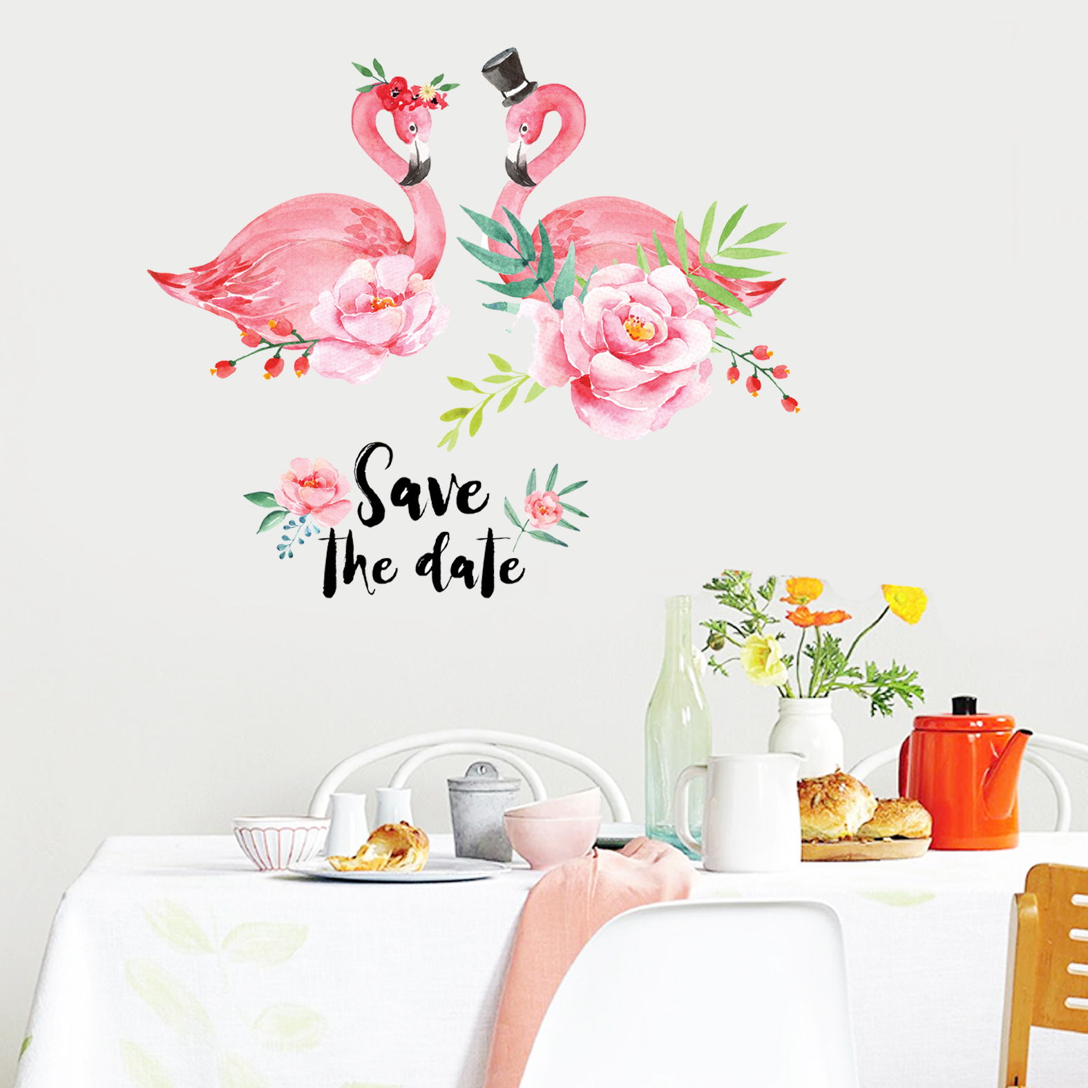 Miico-Creative-Pink-Love-Couple-Flamingo-Flower-PVC-Removable-Home-Room-Decorative-Decor-Sticker-1300666-4