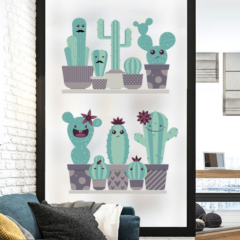 Miico-FX82028-Cartoon-Wall-Sticker-Cactus-Printing-Sticker-Glass-Door-Wall-Decoration-Stickers-DIY-S-1560026-3