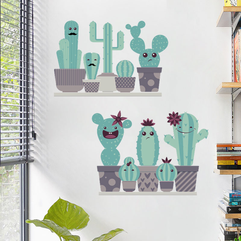 Miico-FX82028-Cartoon-Wall-Sticker-Cactus-Printing-Sticker-Glass-Door-Wall-Decoration-Stickers-DIY-S-1560026-4