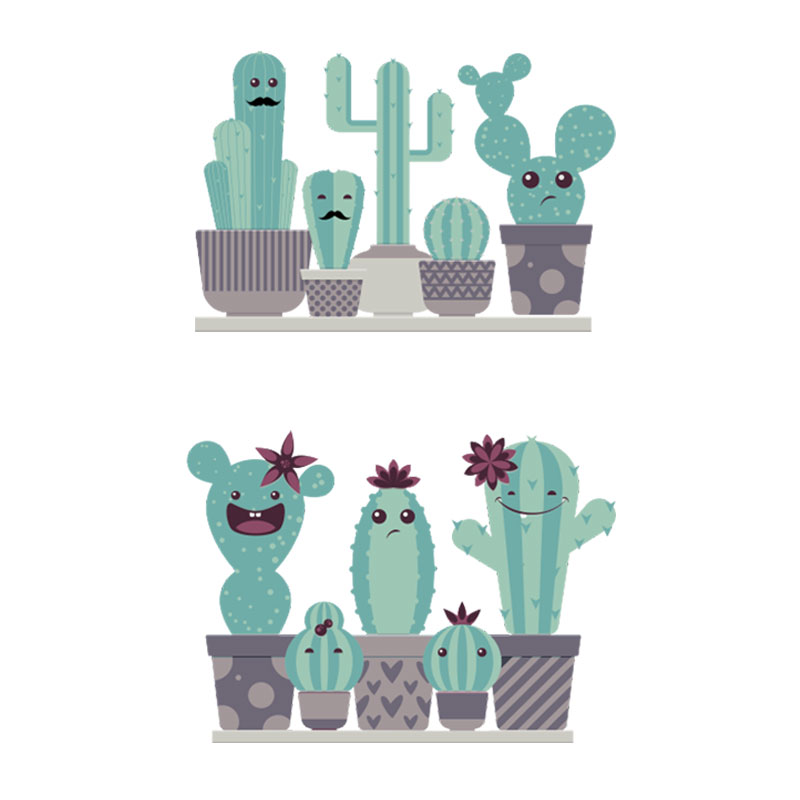 Miico-FX82028-Cartoon-Wall-Sticker-Cactus-Printing-Sticker-Glass-Door-Wall-Decoration-Stickers-DIY-S-1560026-6