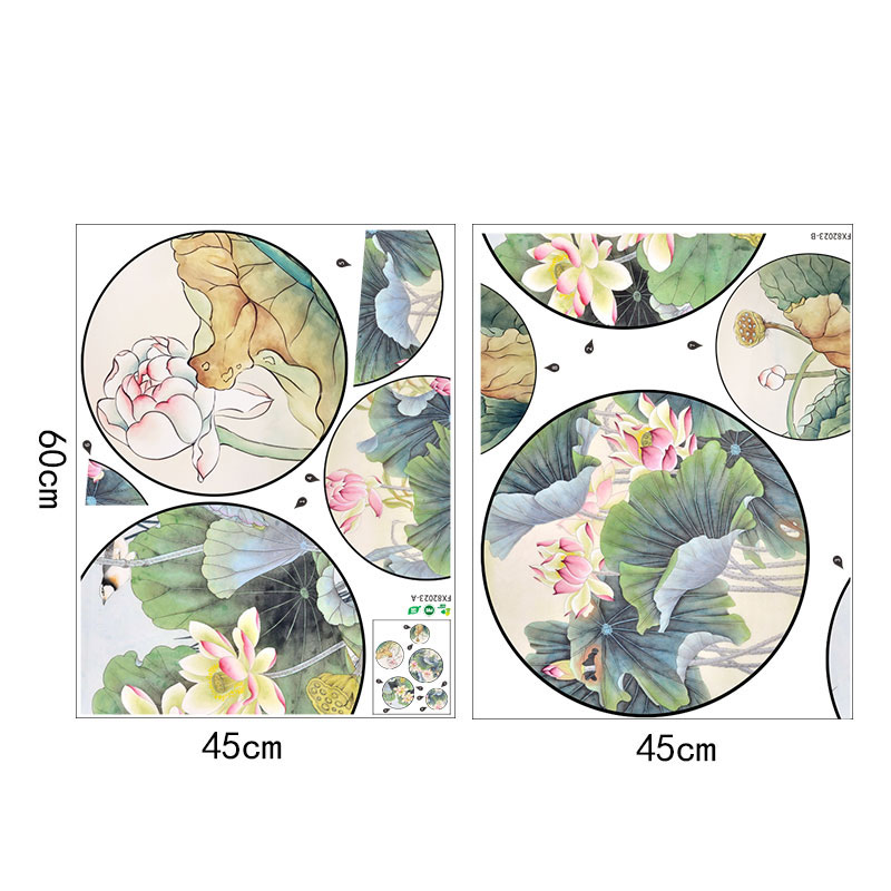 Miico-FX82033-2PCS-Lotus-Painting-Sticker-Home-Study-Room-Decorative-Sticker-Wall-Sticker-Combinatio-1560018-8