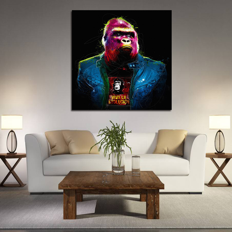 Miico-Hand-Painted-Oil-Paintings-Colorful-Gorilla-Wall-Art-For-Home-Decoration-Painting-1547163-9