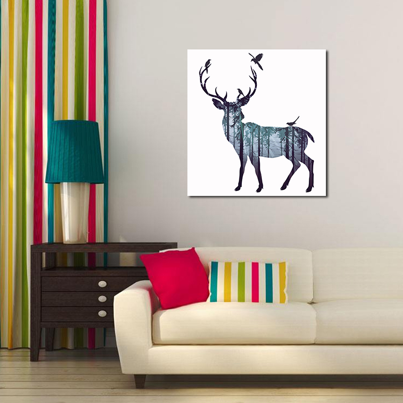 Miico-Hand-Painted-Oil-Paintings-Simple-Style-A-Side-Face-Deer-Wall-Art-For-Home-Decoration-Painting-1547156-6