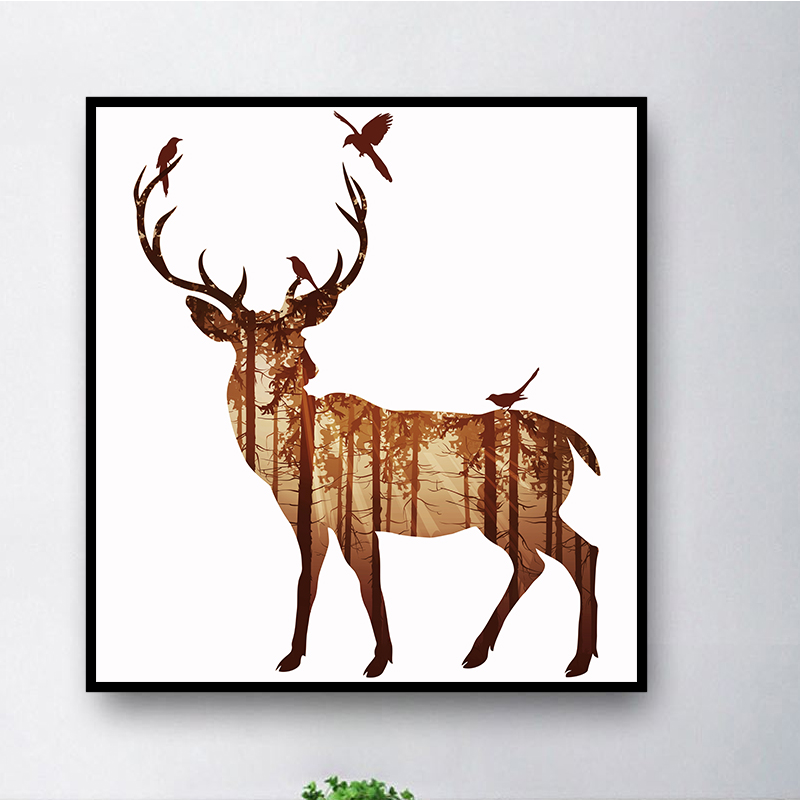 Miico-Hand-Painted-Oil-Paintings-Simple-Style-B-Side-Face-Deer-Wall-Art-For-Home-Decoration-Painting-1547153-8