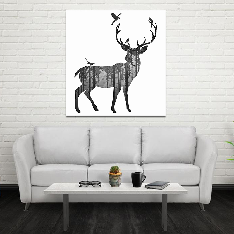 Miico-Hand-Painted-Oil-Paintings-Simple-Style-C-Side-Face-Deer-Wall-Art-For-Home-Decoration-Painting-1547155-2