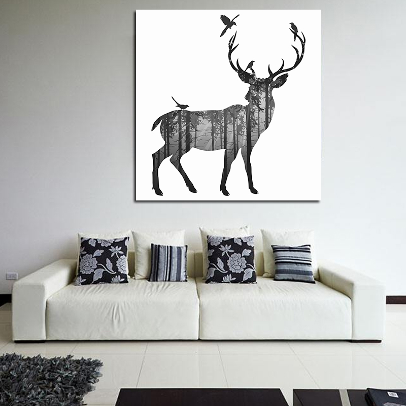 Miico-Hand-Painted-Oil-Paintings-Simple-Style-C-Side-Face-Deer-Wall-Art-For-Home-Decoration-Painting-1547155-6