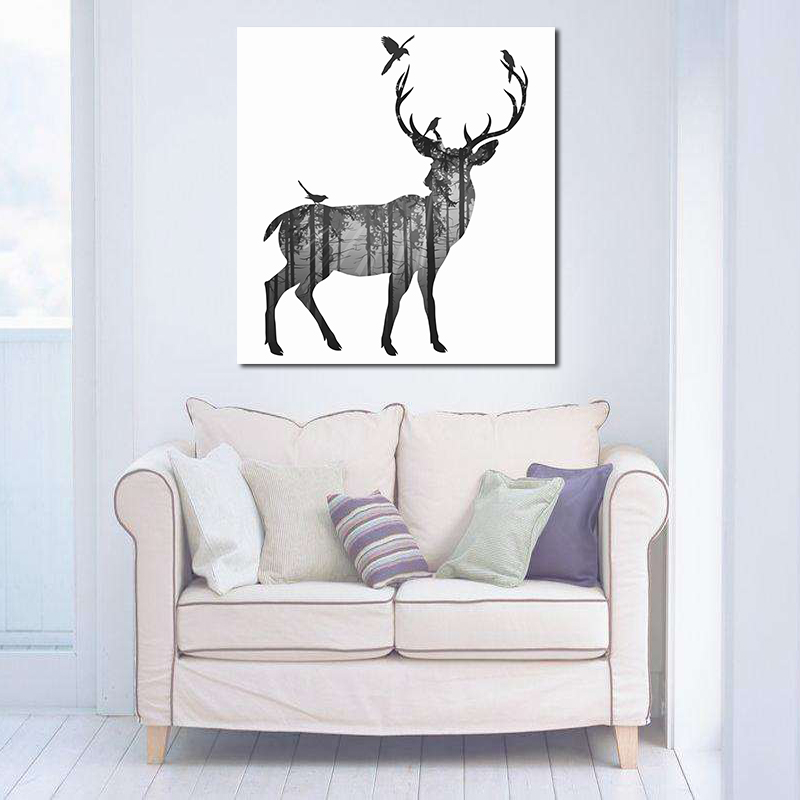 Miico-Hand-Painted-Oil-Paintings-Simple-Style-C-Side-Face-Deer-Wall-Art-For-Home-Decoration-Painting-1547155-8