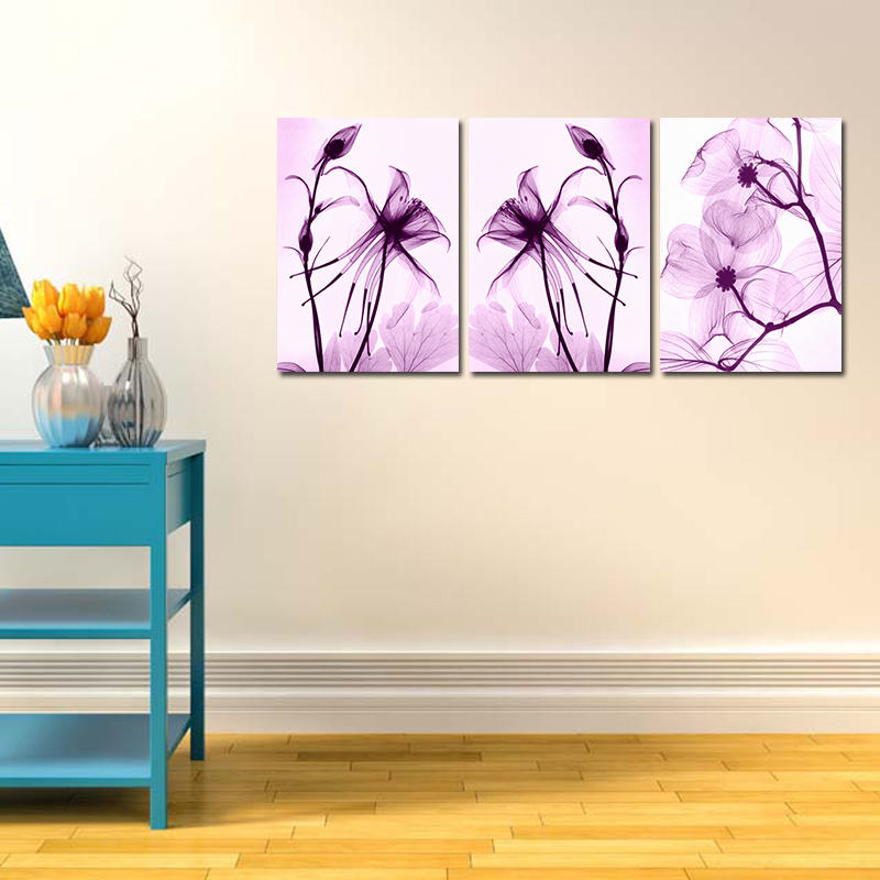 Miico-Hand-Painted-Three-Combination-Decorative-Paintings-Botanic-Purple-Flowers-Wall-Art-For-Home-D-1545499-3